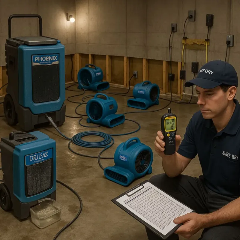 Structural Drying and Dehumidification process in Carey, OH